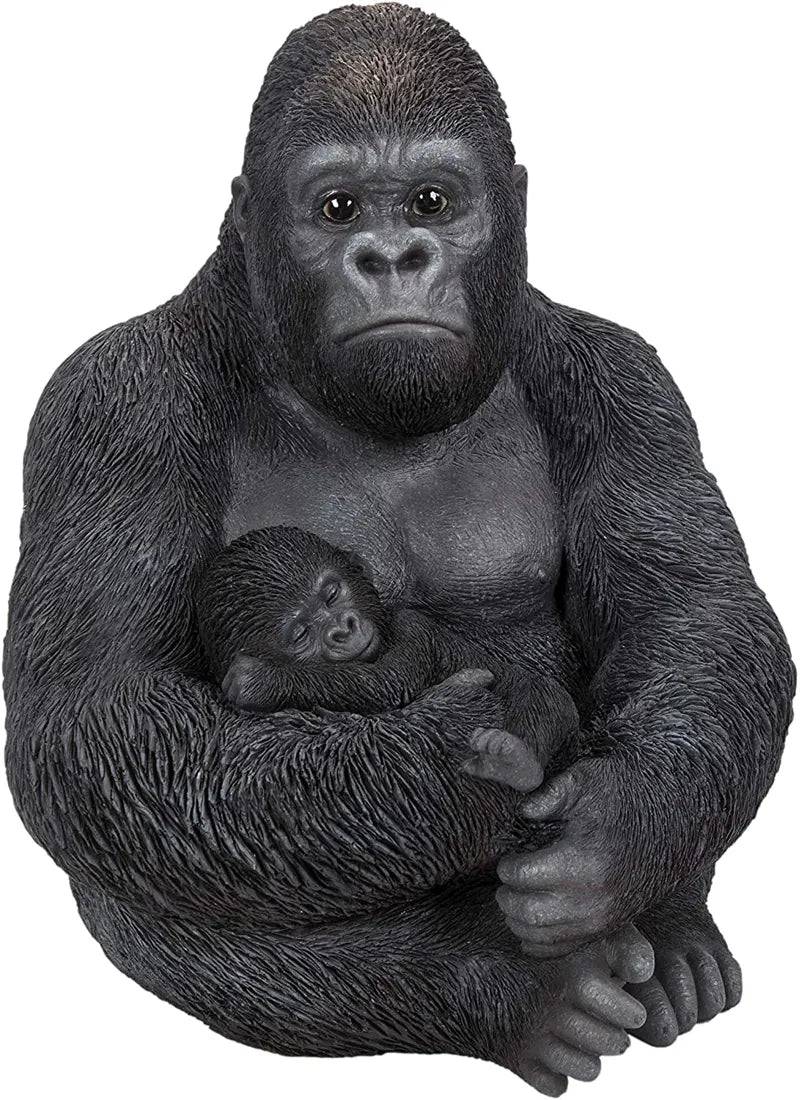Sitting Gorilla and Baby Real Life Resin Ornament by Vivid Arts