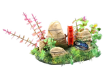 Water Wheel In Rock Aquarium Ornament